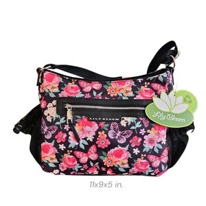 Lily Bloom Black Floral HandBag NWT